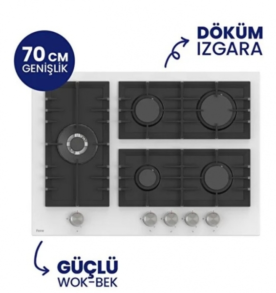Ferre Fryart Digital Beyaz Ankastre Set BL-136 + QEP63CB + D078
