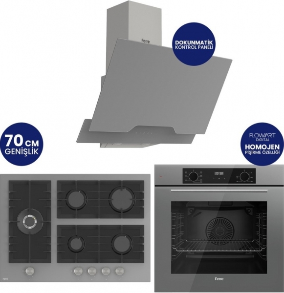 Ferre Flowart Digital Gri Ankastre Set BL138 + QBL63CPR + D065