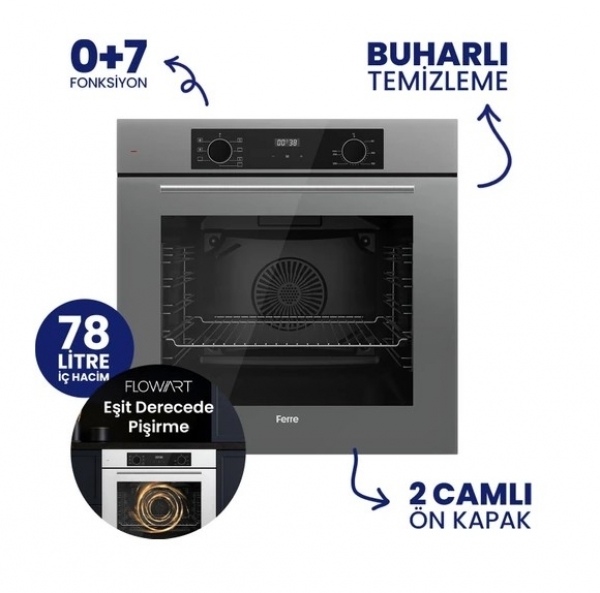 Ferre Flowart Digital Gri Ankastre Set BL138 + QBL63CPR + D065