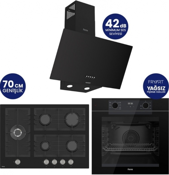 Ferre Digital Siyah Ankastre Set BL-135 + QEP63CS + D086