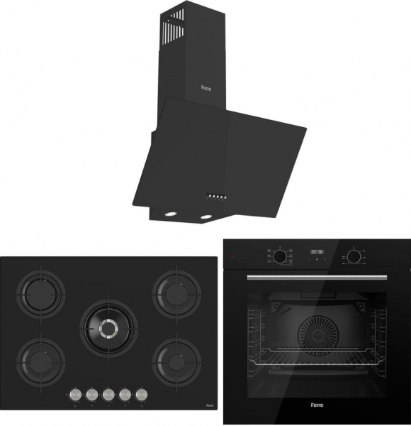 Ferre Evolis Essential Siyah Ankastre Set RS035 + QBL63CS + D086