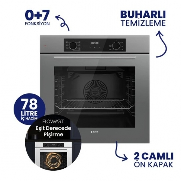 Ferre Flowart Digital Gri Ankastre Set SC208-FA + QBL63CPR + D082-SA