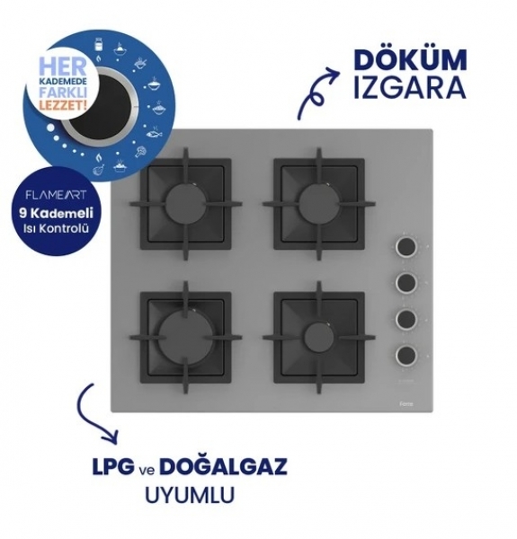 Ferre Flowart Digital Gri Ankastre Set SC208-FA + QBL63CPR + D082-SA