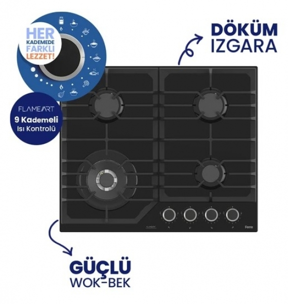 Ferre Asimetrik Siyah Ankastre Set NT 025 + QBL62CS + D080-SA