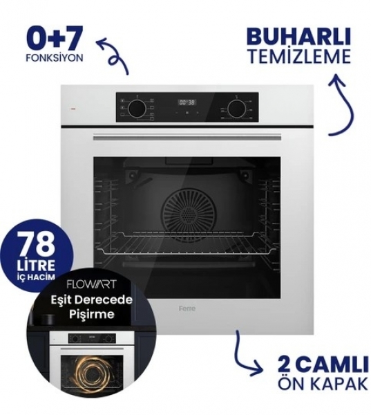 Ferre Asimetrik Beyaz Ankastre Set NT 026 + QBL63CB + D064-SA