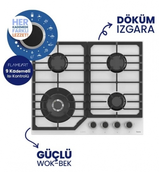 Ferre Asimetrik Beyaz Ankastre Set NT 026 + QBL63CB + D064-SA