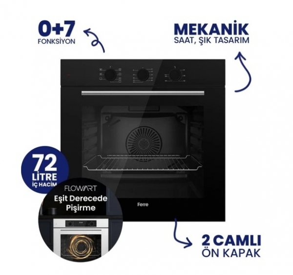 Ferre Baq Siyah Ankastre Set ED075 + QBL62CS + D063-SA