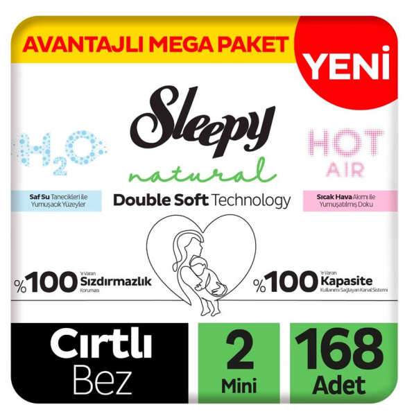 Sleepy Natural Double Soft 2 Beden 168 Adet Bebek Bezi