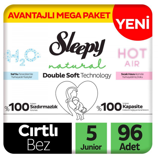 Sleepy Natural Double Soft 5 Beden 96 Adet Bebek Bezi