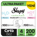 Sleepy Natural Double Soft 4 Beden 200 Adet Bebek Bezi