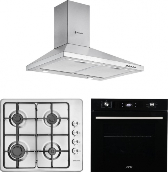 Eminçelik ve AFM Siyah Inox Ankastre Set 31220 + FM 7700 + CH 1420 X60