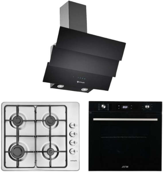 Eminçelik ve AFM İnox Siyah Ankastre Set 31220 + FM 7700 + CH 1455 RC B60