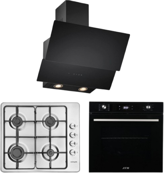 Eminçelik ve AFM Siyah Inox Ankastre Set 31220 + FM 7700 + CH 1454 RC B60