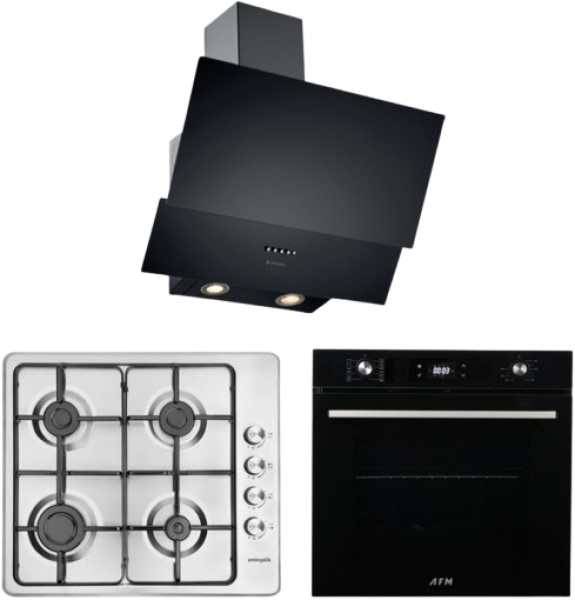 Eminçelik ve AFM Seno Siyah İnox Ankastre Set 31220 + FM 7700 + CH 1454 PB B60