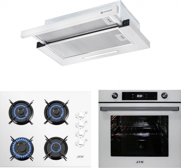 Eminçelik ve AFM Flora Beyaz Ankastre Set FM2201 + FM 7701 + AS 1320 W60