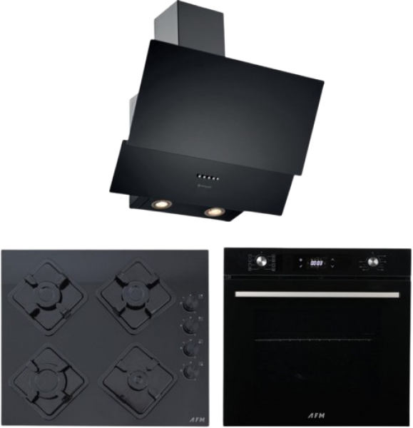 Eminçelik ve AFM Enzo Siyah Ankastre Set FM2200 BD + FM 7700 + CH 1454 PB B60