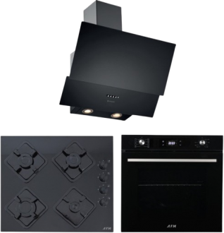 Eminçelik ve AFM Enzo Siyah Ankastre Set FM2200 BD + FM 7700 + CH 1454 PB B60