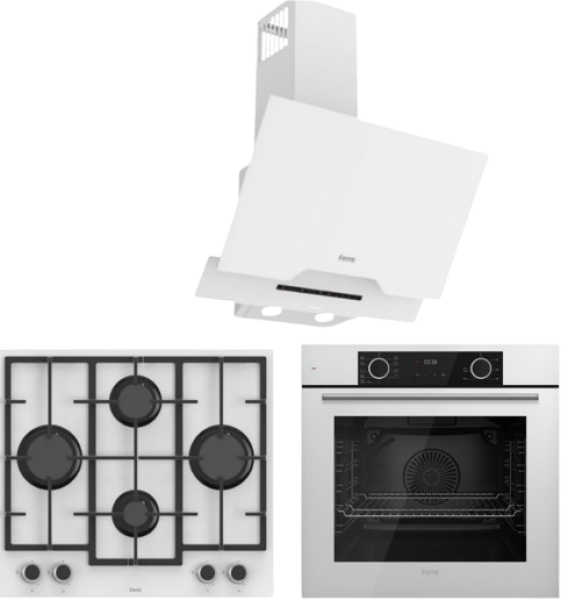 Ferre Aero Beyaz Ankastre Set LN386 + XE63CB + D064-SA