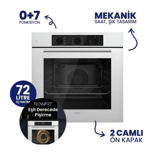 Ferre Gesso Beyaz Ankastre Set SS206 + QBL62CB + D081-SA