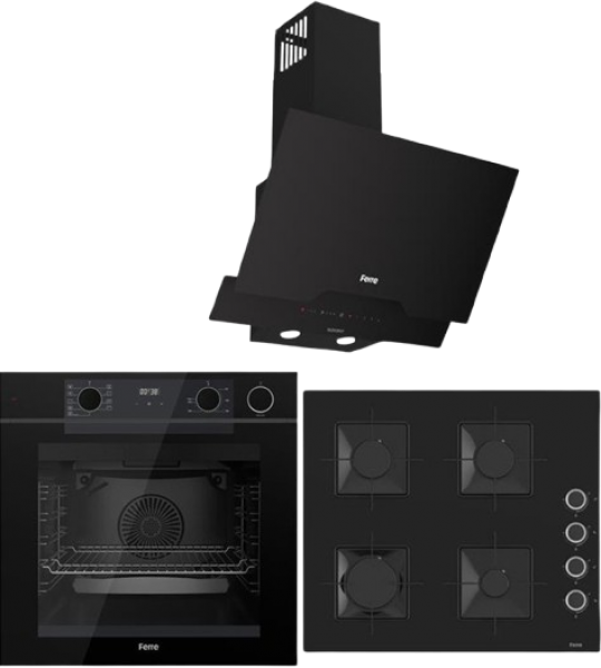 Ferre Steam Plus Siyah Ankastre Set SS205 + QEP64CS + D063-SA