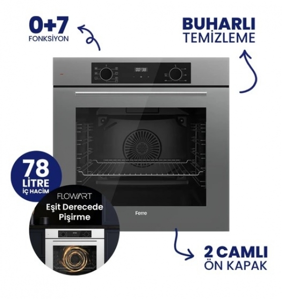 Ferre Asimetrik Gri Ankastre Set NT 028 + QBL63CPR + D082-SA