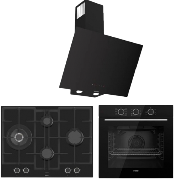 Ferre Rita Siyah Ankastre Set ED075 + QXE62CS + D077-SA