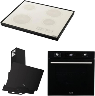 AFM Tech ve Ferre Siyah Ankastre Set FC-076 + FM 7700 + D080-SA