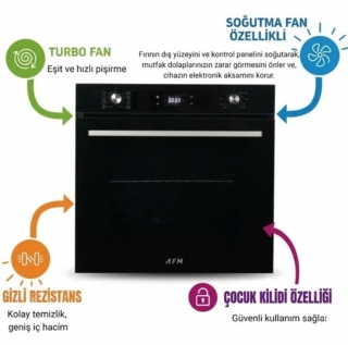 AFM Tech ve Ferre Siyah Ankastre Set FC-076 + FM 7700 + D080-SA