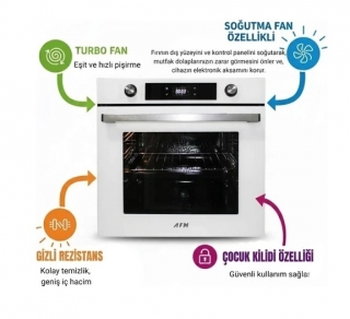 AFM Tech ve Ferre Beyaz Ankastre Set RS036 + FM7701 + FM3401