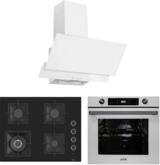 Afm Tech ve Ferre Buff Siyah Beyaz Ankastre Set SC405-WFA + FM7701 + FM3301