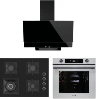 AFM Tech ve Ferre Siyah-Beyaz Ankastre Set SC405-WFA + FM7701 + FM3250