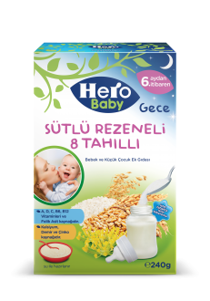 Hero Baby Gece Sütlü Rezeneli 8 Tahıllı 240 gr Kaşık Mama