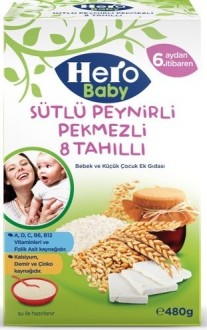 Hero Baby Sütlü Peynirli Pekmezli 8 Tahıllı 480 gr Kaşık Mama