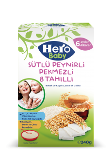 Hero Baby Sütlü Peynirli Pekmezli 8 Tahıllı 240 gr Kaşık Mama