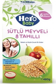Hero Baby Sütlü Meyveli 8 Tahıllı 480 gr Kaşık Mama