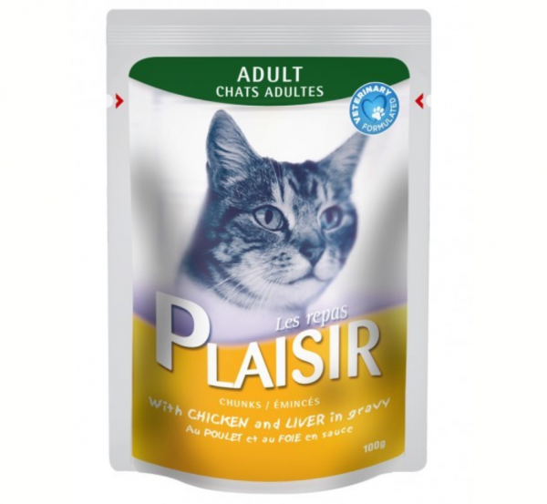 Plaisir Adult Pouch Tavuk ve Ciğerli 100 gr Kedi Maması