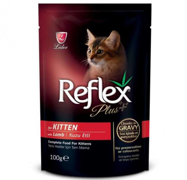 Reflex Plus Kitten Pouch Kuzu Etli 100 gr Kedi Maması