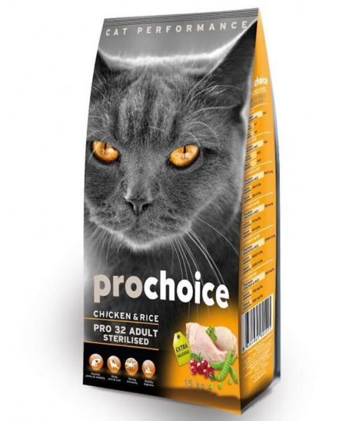 Pro Choice Pro 32 Adult Tavuklu Kısırlaştırılmış 15 kg Kedi Maması