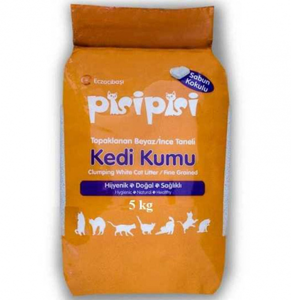 Pisipisi İnce Taneli Sabun Kokulu 5 kg Kedi Kumu