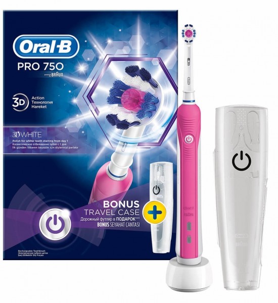 Oral-B Pro 750 Pembe Şarjlı Diş Fırçası