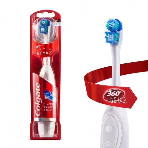 Colgate 360 Optik Beyaz Pilli Diş Fırçası