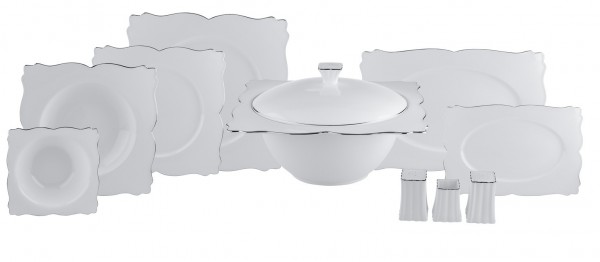 Karaca Fine Bone Farfalle Platin 60 Parça Yemek Takımı