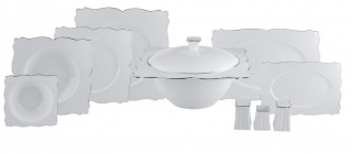 Karaca Fine Bone Farfalle Platin 60 Parça Yemek Takımı