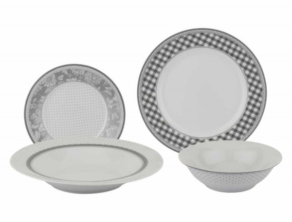 Tantitoni Grey Quadro 24 Parça Yemek Takımı