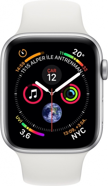 Apple Watch Series 4 (40 mm) Gümüş Rengi Alüminyum Kasa ve Beyaz Spor Kordon Akıllı Saat