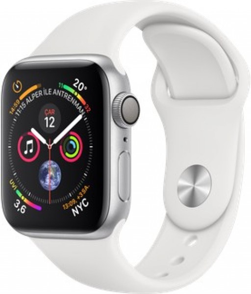 Apple Watch Series 4 (40 mm) Gümüş Rengi Alüminyum Kasa ve Beyaz Spor Kordon Akıllı Saat