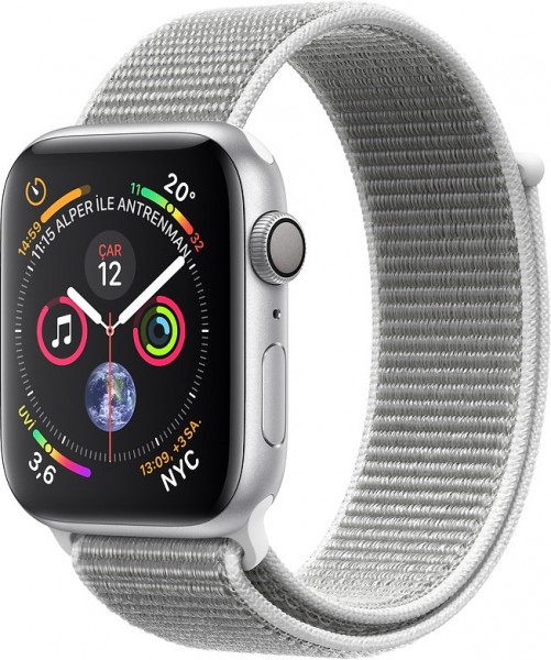 Apple Watch Series 4 (44 mm) Gümüş Rengi Alüminyum Kasa ve Deniz Kabuğu Spor Loop Akıllı Saat