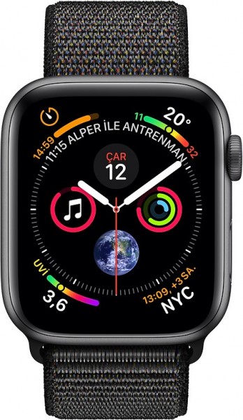 Apple Watch Series 4 (40 mm) Uzay Grisi Alüminyum Kasa ve Siyah Spor Loop Akıllı Saat