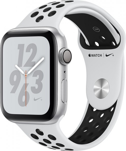 Apple Watch Nike+ Series 4 (44 mm) Gümüş Rengi Alüminyum Kasa ve Saf Platin/Siyah Nike Spor Kordon Akıllı Saat