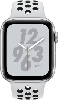 Apple Watch Nike+ Series 4 (44 mm) Gümüş Rengi Alüminyum Kasa ve Saf Platin/Siyah Nike Spor Kordon Akıllı Saat